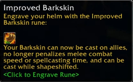 wow sod phase 3 druid improved barkskin rune